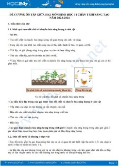 Đề cương ôn tập giữa HK1 môn Sinh học 11 CTST năm 2023-2024