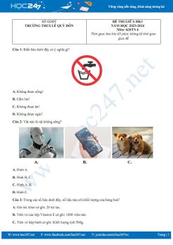 Đề thi giữa HK1 môn KHTN 6 Cánh Diều năm học 2023-2024 có đáp án Trường THCS Lê Quý Đôn