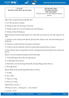 Đề thi giữa HK1 năm 2023 -2024 môn Công nghệ 6 CTST Trường THCS Trần Quang Đạo