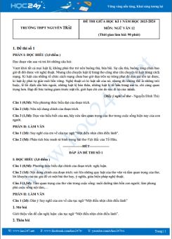 Bộ 3 đề thi giữa HK1 môn Ngữ văn 12 năm 2023-2024 có đáp án trường THPT Nguyễn Trãi