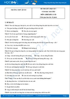 Bộ 3 đề thi giữa HK1 môn GDKT&PL 11 CD năm 2023-2024 có đáp án trường THPT Âu Cơ