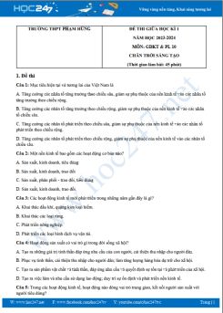 Đề thi giữa HK1 môn GDKT&PL 10 CTST năm 2023-2024 có đáp án trường THPT Phạm Hùng