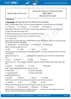 Bộ 3 đề thi giữa HK1 môn GDCD 9 năm 2023-2024 có đáp án trường THCS Võ Văn Tần