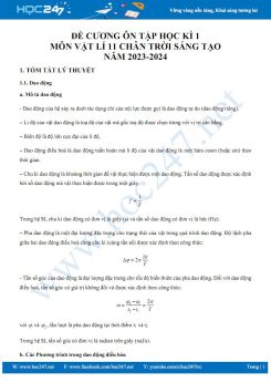 Đề cương ôn tập HK1 môn Vật lí 11 CTST năm 2023-2024