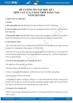 Đề cương ôn tập HK1 môn Vật lí 10 CTST năm 2023-2024