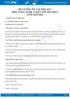 Đề cương ôn tập HK1 môn Công nghệ 11 Cơ khí KNTT năm 2023-2024