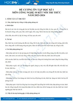 Đề cương ôn tập HK1 môn Công nghệ Trồng trọt 10 KNTT năm 2023-2024