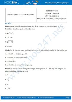 Đề thi HK1 môn Vật lí 10 KNTT năm 2023-2024 có đáp án trường THPT Nguyễn Cao Thắng