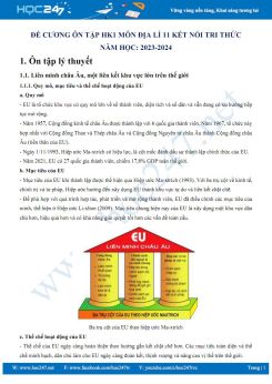 Đề cương ôn tập HK1 môn Địa lí 11 KNTT năm 2023-2024