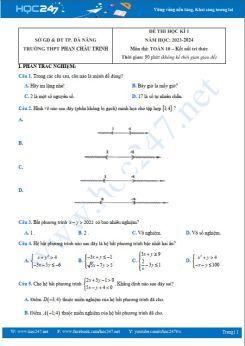Đề thi HK1 môn Toán 10 KNTT năm 2023 - 2024 có đáp án trường THPT Phan Châu Trinh