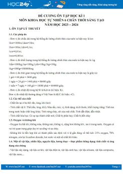 Đề cương ôn tập HK1 môn Khoa học tự nhiên 6 CTST năm 2023-2024