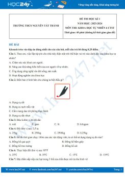 Đề thi HK1 môn Khoa học tự nhiên 6 CTST năm 2023-2024 trường THCS Nguyễn Tất Thành