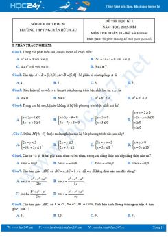 Đề thi HK1 môn Toán 10 KNTT năm 2023 - 2024 có đáp án trường THPT Nguyễn Hữu Cầu