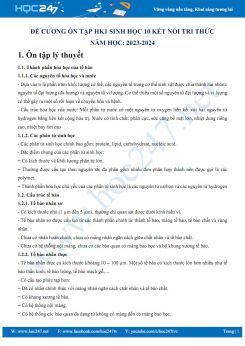 Đề cương ôn tập HK1 môn Sinh học 10 KNTT năm 2023-2024