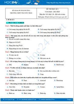 Bộ 3 đề thi HK1 môn Tin học 10 KNTT năm 2023 - 2024 có đáp án trường THPT Nguyễn Trãi