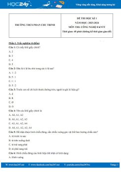 Đề thi HK1 môn Công nghệ 8 KNTT năm 2023-2024 có đáp án trường THCS Phan Chu Trinh
