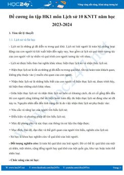 Đề cương ôn tập HK1 môn Lịch sử 10 KNTT năm học 2023-2024