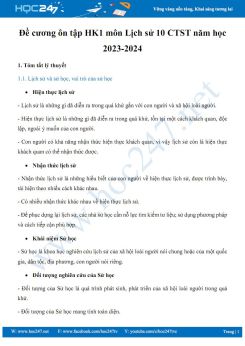 Đề cương ôn tập HK1 môn Lịch sử 10 CTST năm học 2023-2024