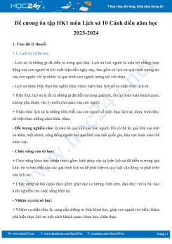 Đề cương ôn tập HK1 môn Lịch sử 10 Cánh diều năm học 2023-2024