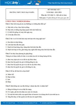 Đề thi HK1 môn Tin học 8 KNTT năm 2023 - 2024 có đáp án trường THPT Trần Đại Nghĩa