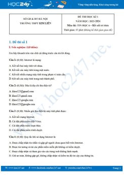 Bộ 3 đề thi HK1 môn Tin học 6 KNTT năm 2023 - 2024 có đáp án trường THPT Kim Liên