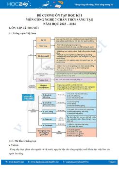 Đề cương ôn tập HK1 môn Công nghệ 7 Chân trời sáng tạo năm 2023-2024