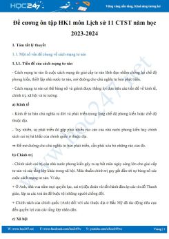 Đề cương ôn tập HK1 môn Lịch sử 11 CTST năm học 2023-2024