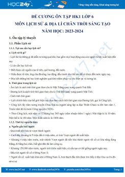 Đề cương ôn tập HK1 môn Lịch sử và Địa lí 6 CTST năm 2023-2024