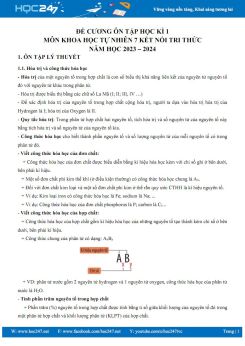 Đề cương ôn tập HK1 môn Khoa học tự nhiên 7 KNTT năm 2023-2024
