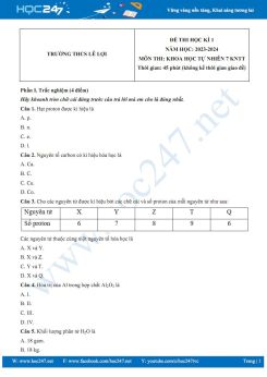 Đề thi HK1 môn Khoa học tự nhiên 7 CTST năm 2023-2024 có đáp án trường THCS Lê Lợi