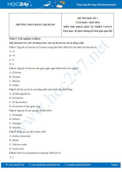 Đề thi HK1 môn Khoa học tự nhiên 7 CTST năm 2023-2024 có đáp án trường THCS Đặng Thị Rành
