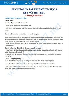 Đề cương ôn tập HK1 môn Tin học 8 KNTT năm 2023 - 2024