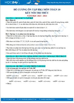 Đề cương ôn tập HK1 môn Toán 10 KNTT năm 2023 -2024