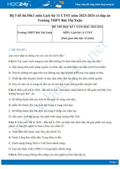 Bộ 3 đề thi HK1 môn Lịch Sử 11 CTST năm 2023-2024 có đáp án Trường THPT Bùi Thị Xuân