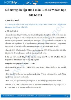 Đề cương ôn tập HK1 môn Lịch sử 9 năm học 2023-2024