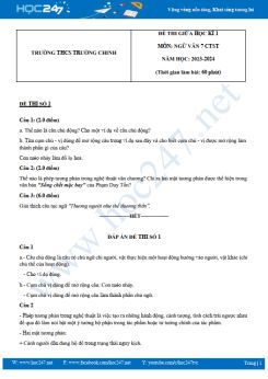 Bộ 3 đề thi HK1 môn Ngữ văn 7 CTST có đáp án năm 2023-2024 trường THCS Trường Chinh