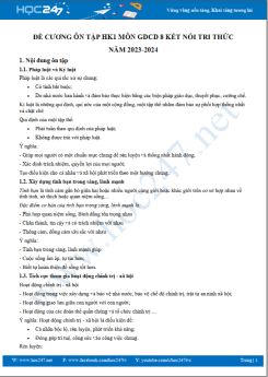 Đề cương ôn tập HK1 môn GDCD 8 KNTT năm 2023-2024