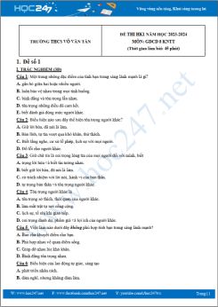 Bộ 3 đề thi HK1 môn GDCD 8 KNTT năm 2023-2024 có đáp án trường THCS Võ Văn Tần