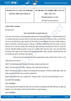 Đề thi thử Tốt nghiệp THPT môn Ngữ văn năm 2023-2024 trường THPT Trần Đình Xu có đáp án