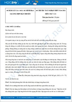 Đề thi thử Tốt nghiệp THPT môn Ngữ văn năm 2023-2024 trường THPT Hàn Thuyên có đáp án