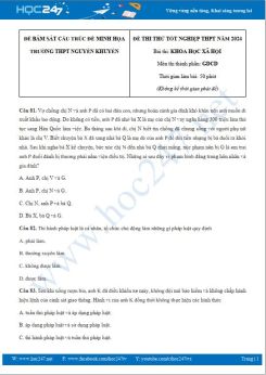 Đề thi thử Tốt nghiệp THPT môn GDCD năm 2023-2024 trường THPT Nguyễn Khuyến có đáp án