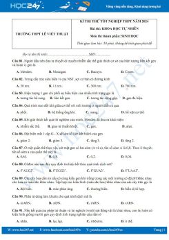 Đề thi thử Tốt nghiệp THPT môn Sinh học năm 2023-2024 trường THPT Lê Viết Thuật có đáp án