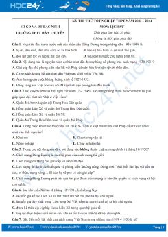 Đề thi thử Tốt nghiệp THPT năm 2023-2024 môn Lịch Sử Trường THPT Hàn Thuyên có đáp án