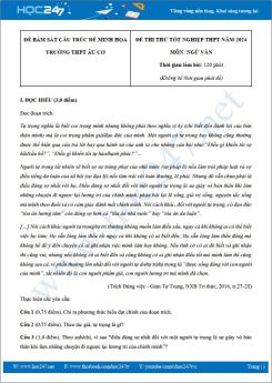 Đề thi thử Tốt nghiệp THPT môn Ngữ văn năm 2023-2024 trường THPT Âu Cơ có đáp án