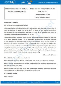 Đề thi thử Tốt nghiệp THPT môn Ngữ văn năm 2023-2024 trường THPT Lê Đại Hành có đáp án