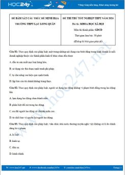 Đề thi thử Tốt nghiệp THPT môn GDCD năm 2023-2024 trường THPT Lạc Long Quân có đáp án
