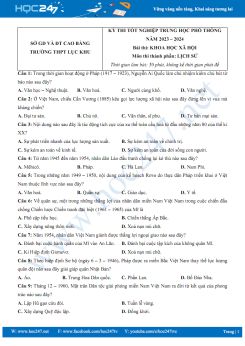Đề thi thử Tốt nghiệp THPT năm 2023-2024 môn Lịch Sử Trường THPT Lục Khu có đáp án