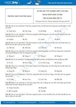Đề thi thử Tốt nghiệp THPT môn Địa lí năm 2023-2024 trường THPT Ngô Thì Nhậm có đáp án