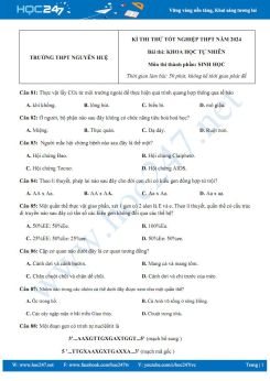 Đề thi thử Tốt nghiệp THPT môn Sinh học năm 2023-2024 trường THPT Nguyễn Huệ có đáp án
