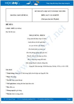 Bộ 3 đề thi giữa HK2 môn Ngữ văn 10 KNTT năm 2023-2024 có đáp án trường THPT Lê Duẩn